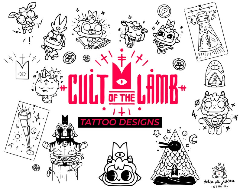 CULT of the LAMB Tattoo Designs Illustrations Sheet Digital Download in Jpg, Png, Eps, Ai and