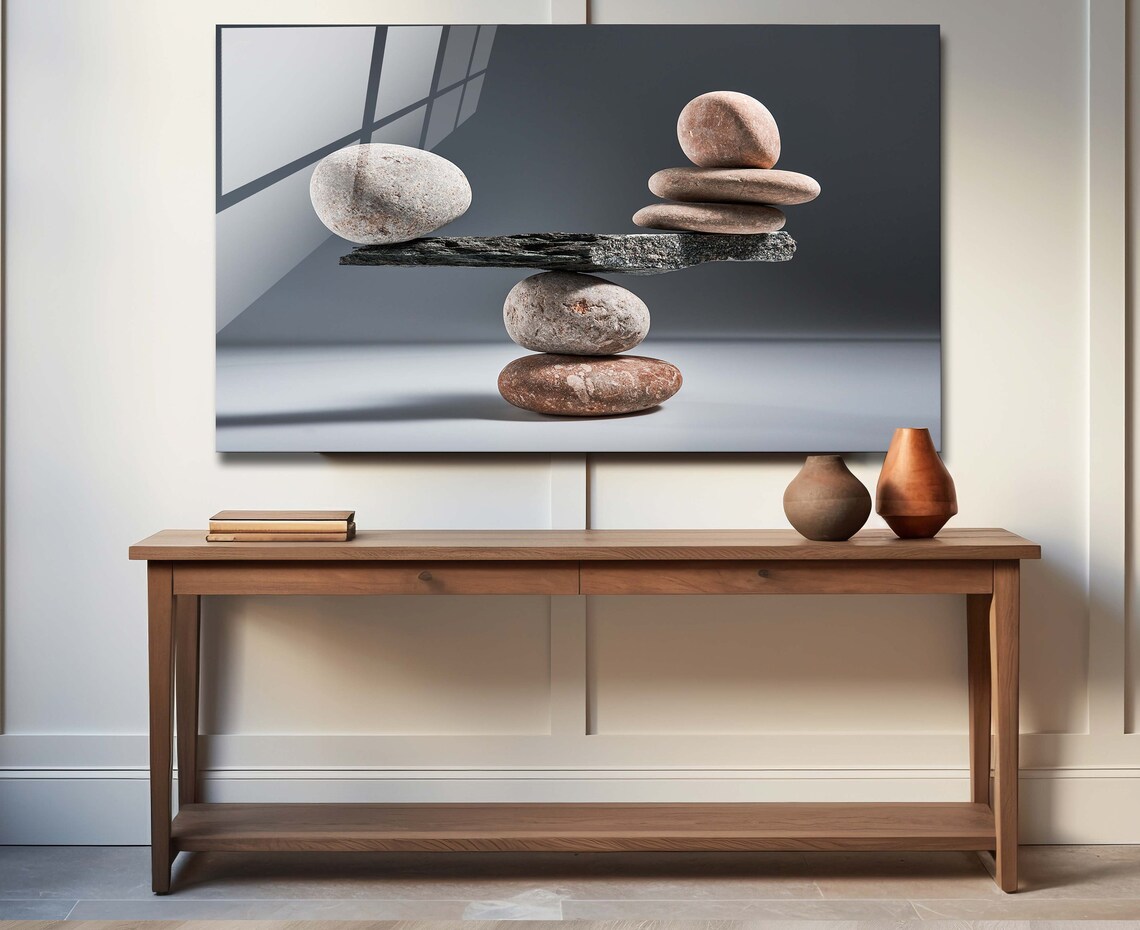 Tempered Glass Wall Art Zen Rocks Abstract Wall Art Decor, Glass ...