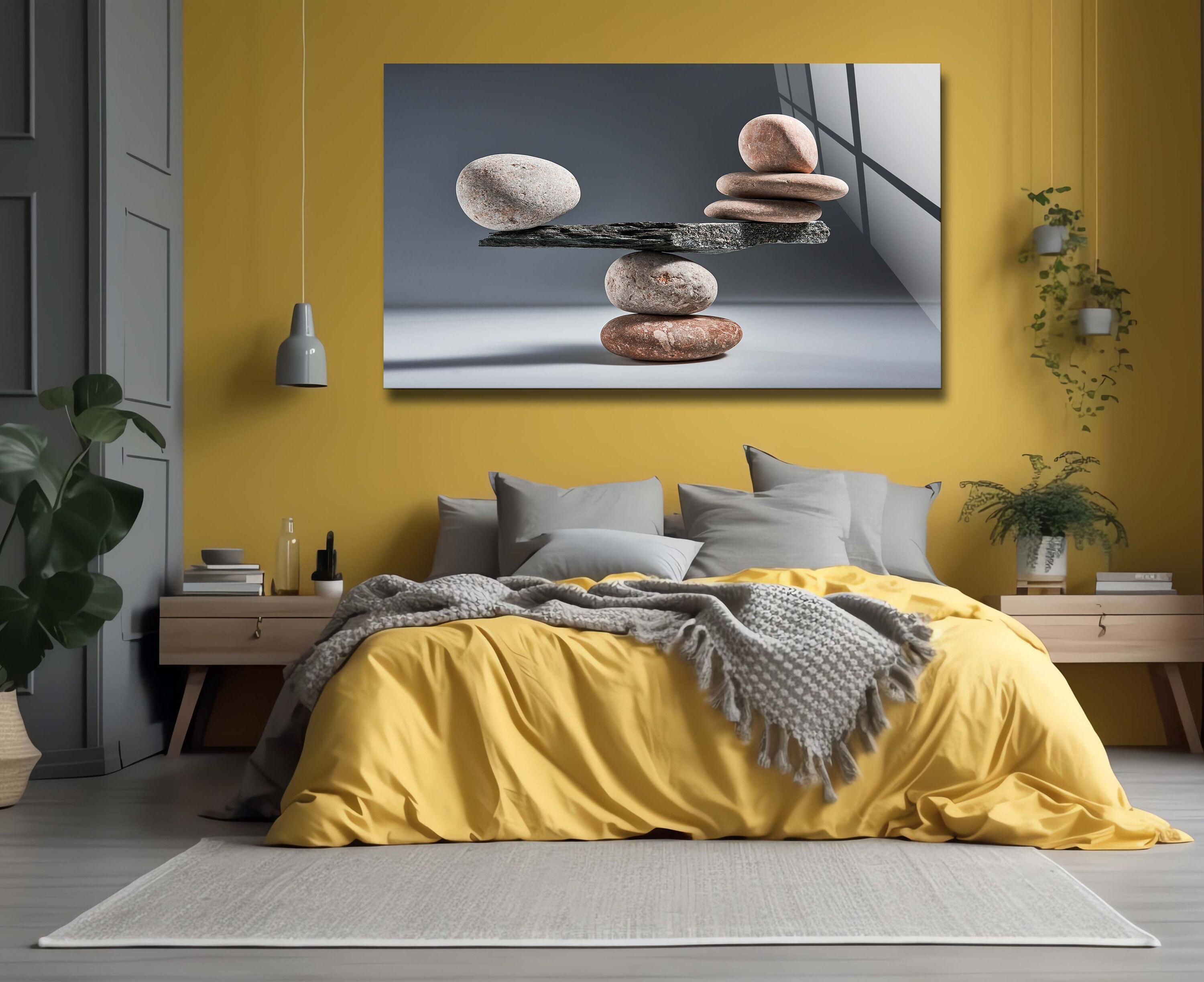 Tempered Glass Wall Art Zen Rocks Abstract Wall Art Decor, Glass ...