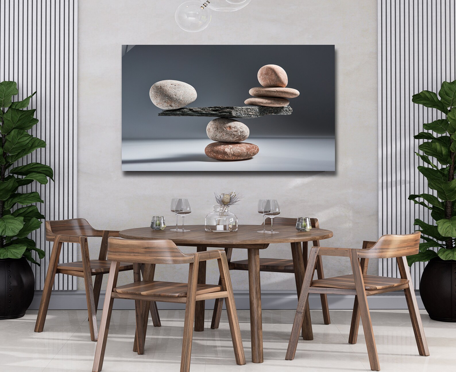 Tempered Glass Wall Art Zen Rocks Abstract Wall Art Decor, Glass ...