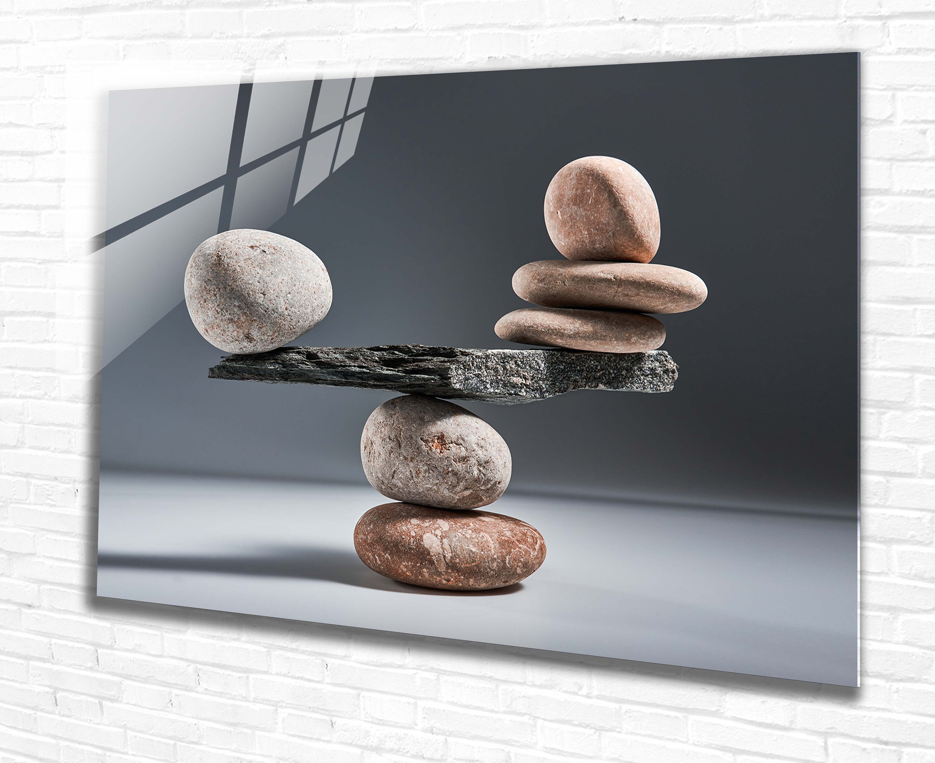 Tempered Glass Wall Art Zen Rocks Abstract Wall Art Decor, Glass ...