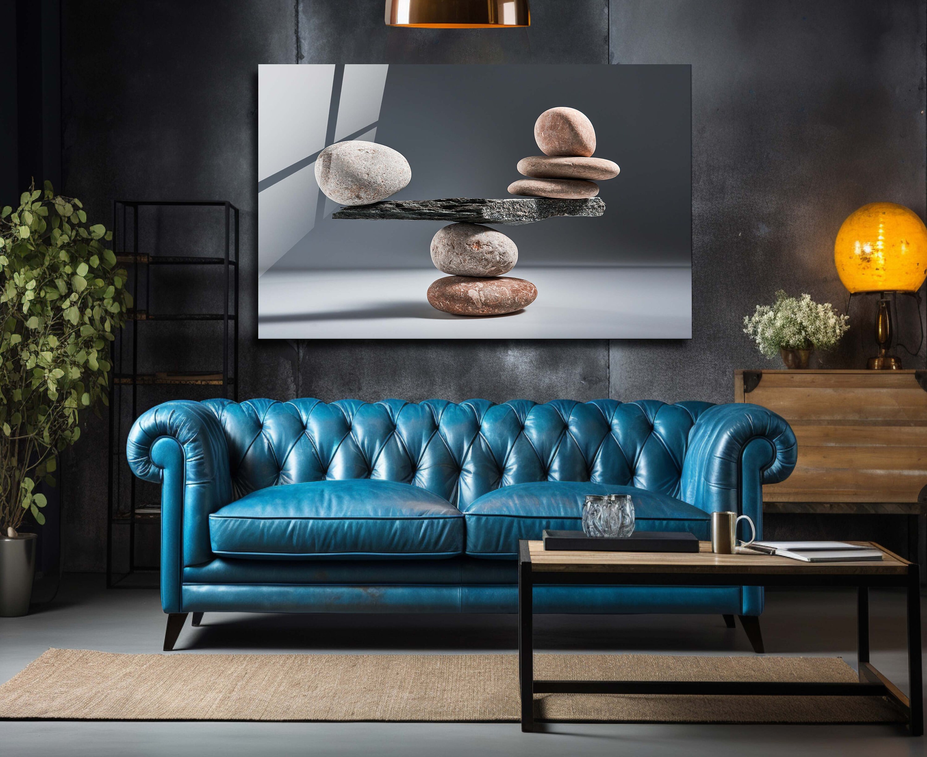 Tempered Glass Wall Art Zen Rocks Abstract Wall Art Decor, Glass ...