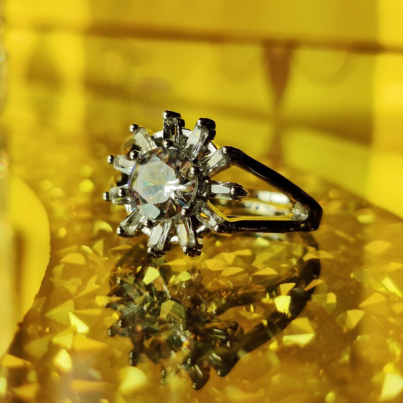 Labcreated Diamond Statement Ring Diamond Simulant Ring Etsy