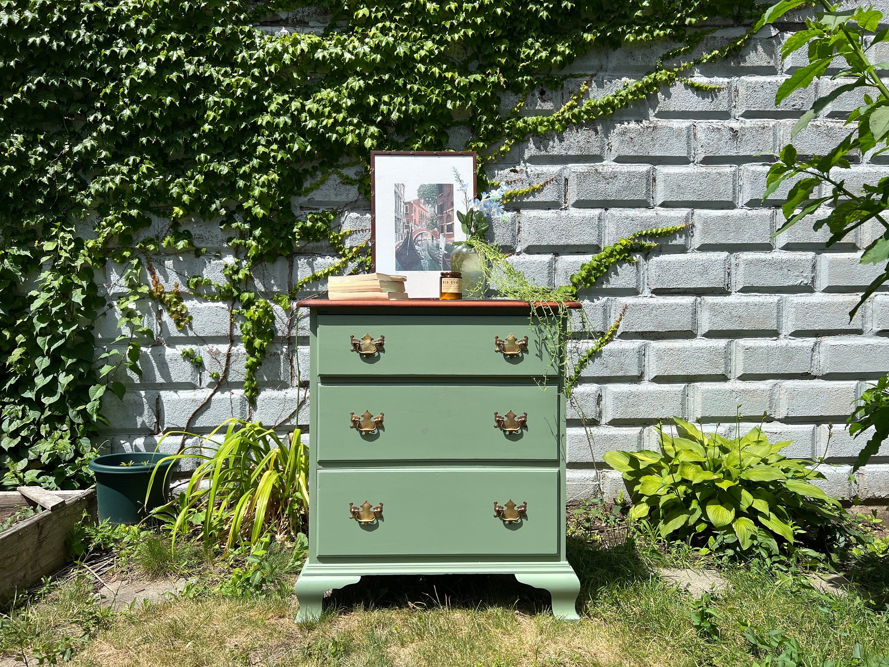 vintage sage green dresser SOLD EXAMPLE ONLY Antique Olive Serpentine Dresser Curvy Gold and Green  Cerused Limed Oak