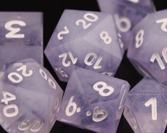 Wispy Lavendar - 7 Piece Dice Set - Purple and White