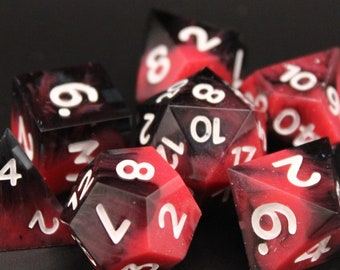 Pink Shadows - 7 Piece Dice Set - Pink, Black, White and Grey