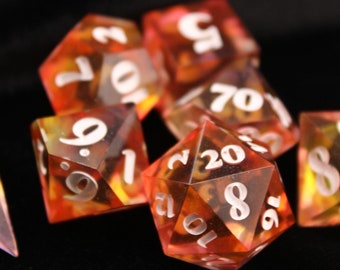 Rainbow Glitter Dice Set - 7 Piece Resin Dice