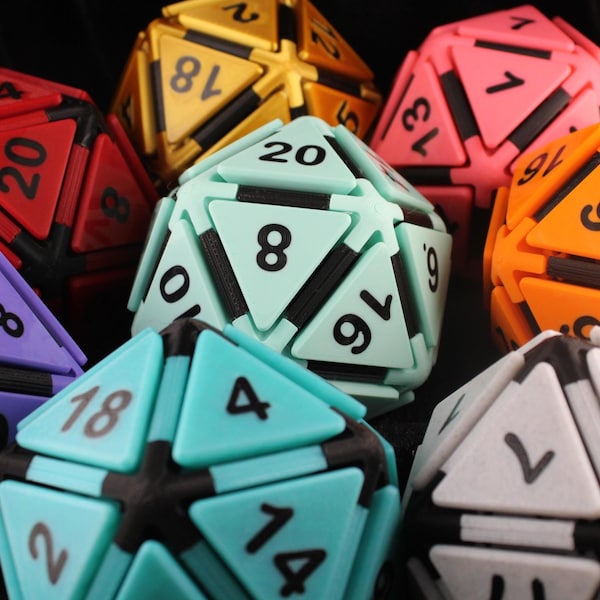 Dé anti-stress Clicky D20 avec mécanisme à clic | Cadeau pour gamers | Jouet de bureau | Accessoire pour JDR