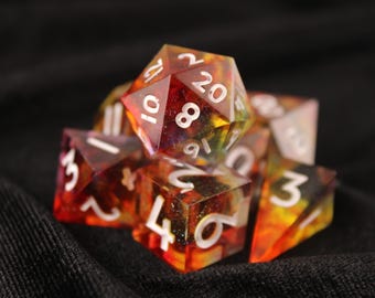 Clear Rainbow Dice Set - 7 Piece Epoxy Resin Dice