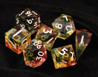 Rainbow Radiant - 7 Piece Dice Set - Clear, White and Rainbow