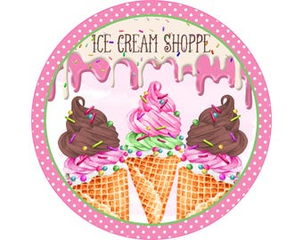 Ice Cream Shoppe Metal Sign, Cute Dessert Decor, Retro Kitchen Art, Vintage Ice Cream Parlor Sign, Sweet Treats Decor, Fun Wall Art