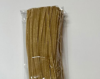 20" natural light brown chenille stem for wreath making, 20 inch natural light brown pipe cleaner for crafting, 100 pack