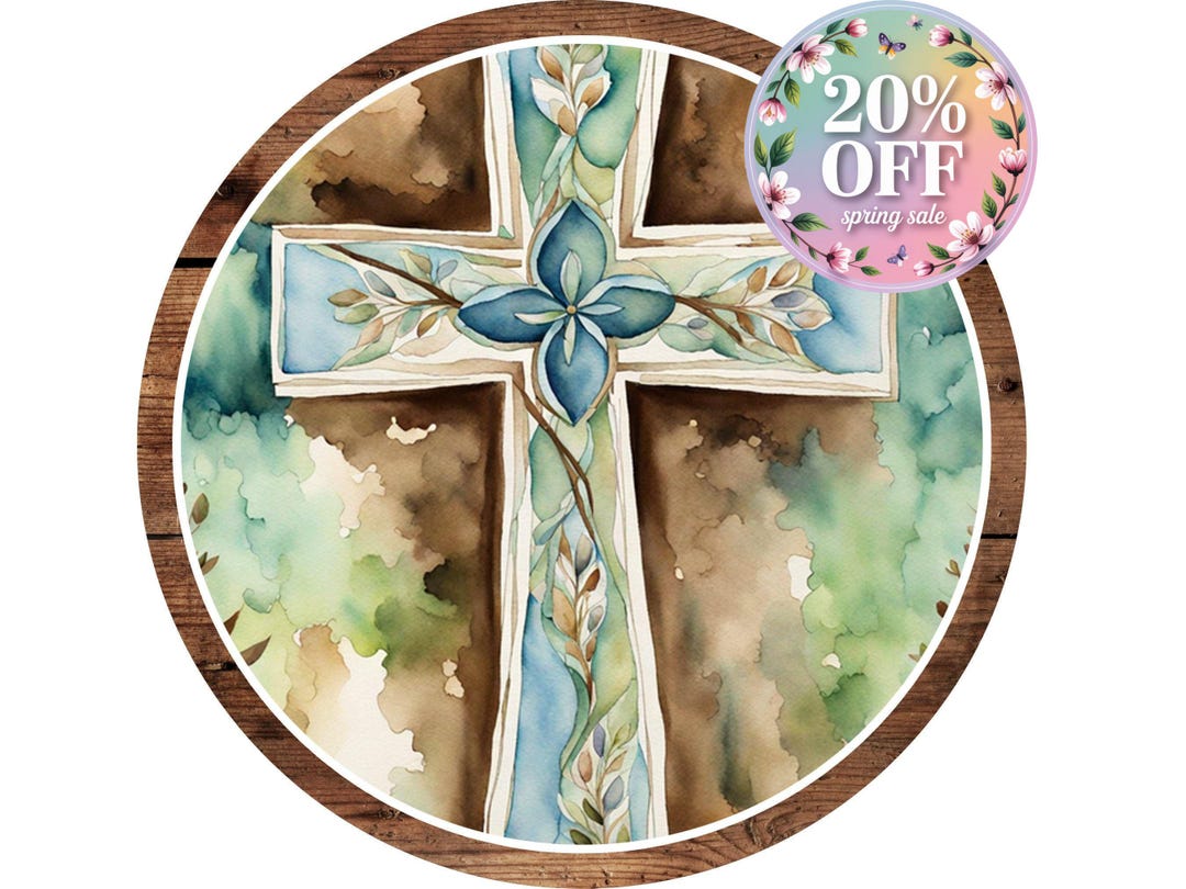 Farmhouse Rustic Barn Wood Floral Cross Wreath Sign, Floral Religious ...