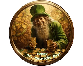 Schild für den St. Patrick's Day-Kranz mit Koboldmotiv | Rundes Metallschild „Goldtopf“ für Kränze | Türhänger-Aufsatz