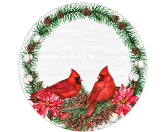 Couronne de Noël cardinal : oeuvre d'art murale oiseau rouge pour les fêtes