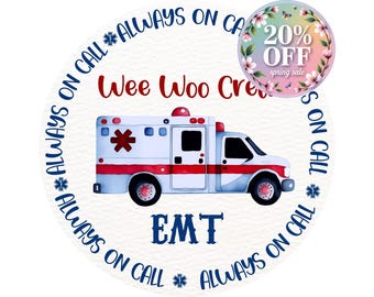 Welcome EMT Sign - Red and Blue Medical Decor - Ambulance Welcome Sign - EMT Wall Art for Emergency Services