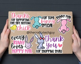 Easter bunny shipping stickers, Easter box stickers, April shipping labels, Easter egg shipping stickers