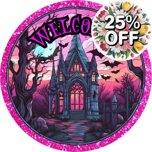 scary Halloween haunted house wreath sign, spooky pumpkin patch wreath attachment, Haunted House sign, sign for Halloween