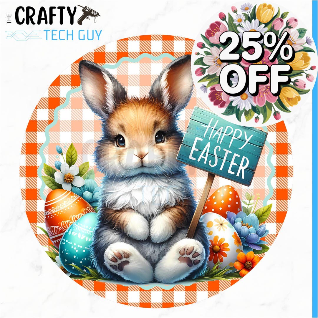Easter Rabbit Round Happy Easter Bunny Round Wreath Sign | Easter Door Decor - Etsy