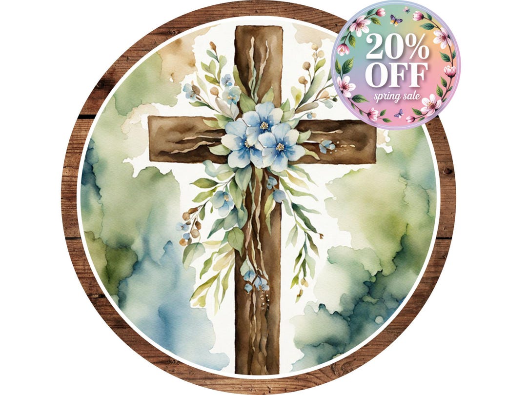 Rustic Cross Signs Farmhouse Rustic Barn Wood Floral Cross Wreath Sign, Floral Religious ...