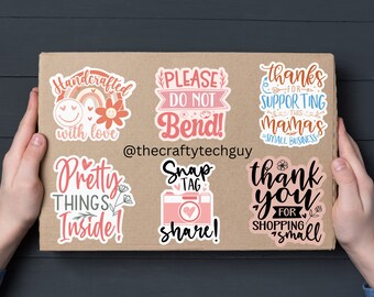 boho style happy mail package labels, custom thank you box stickers, boho rainbow and flowers stickers