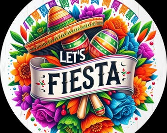 Let's Fiesta San Antonio Sombrero Piñata Maracas Patterned Border