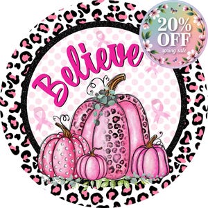 Decorazione con stampa leopardata rosa Pumpkin Believe Decor, insegna per porta con patch di zucca autunnale con stampa animalier, decorazione con stampa leopardata rosa e nera