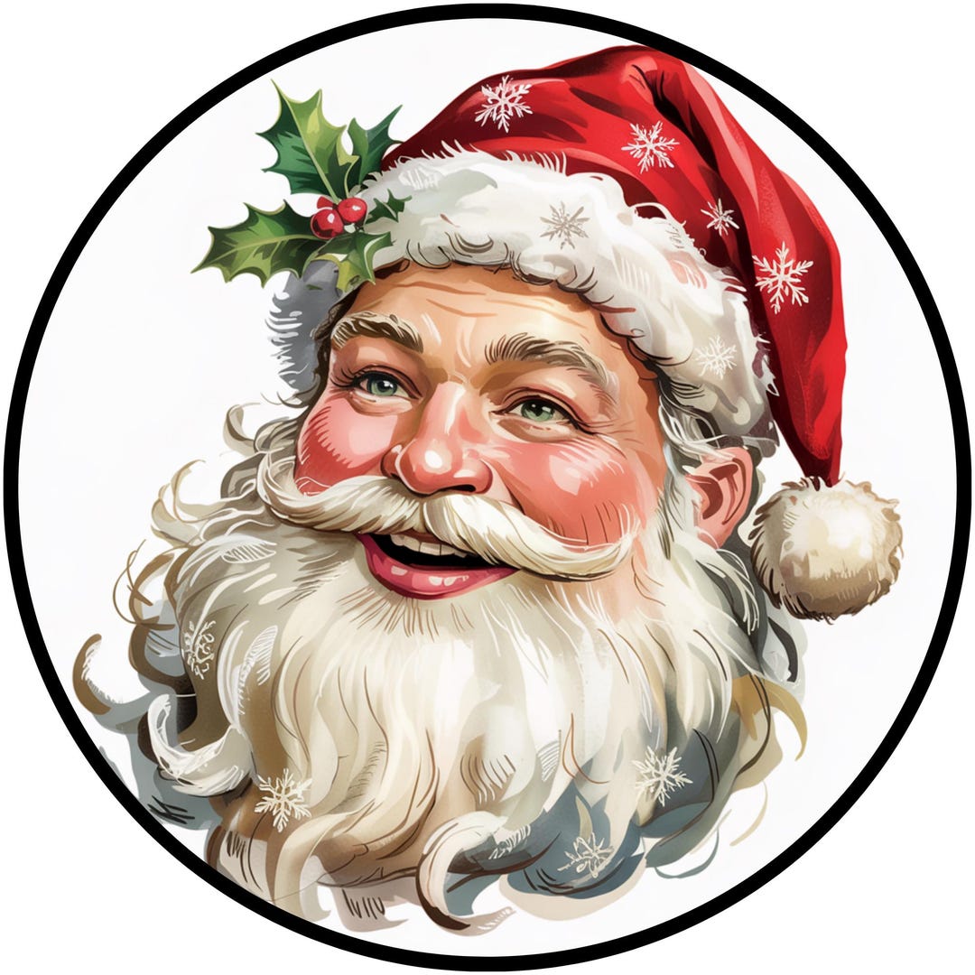 Santa Appearal Classic Santa Face Sign, Vintage Christmas Wall Art, Traditional ...