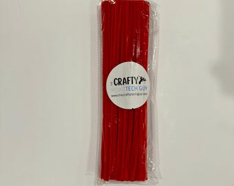 Tallo de chenilla roja de 12" para hacer coronas, limpiapipas rojo de 12" para manualidades, 100 por paquete