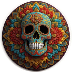 Letrero de corona de Día de los Muertos de estilo tallado en madera brillante con flores, letrero del Día de los Muertos, letrero para Halloween