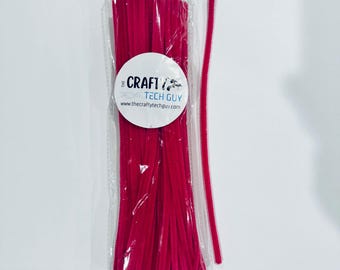 12" hot pink chenille stem for wreath making, 12 inch hot pink pipe cleaner for crafting, 100 per pack