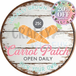 Cartello rotondo in stile rustico con motivo a carota pastello