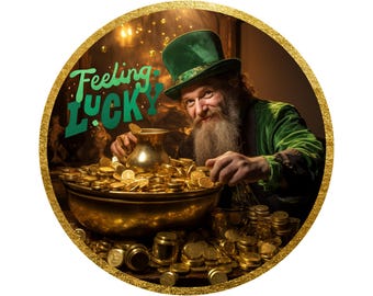 Schild für den St. Patrick's Day-Kranz mit Koboldmotiv | Rundes Metallschild „Goldtopf“ für Kränze | Türhänger-Aufsatz