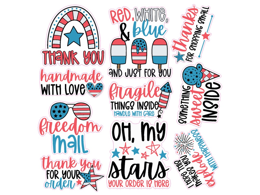 Pop Patriotic Shipping Stickers, 4th of July Box Stickers, USA Themed ...