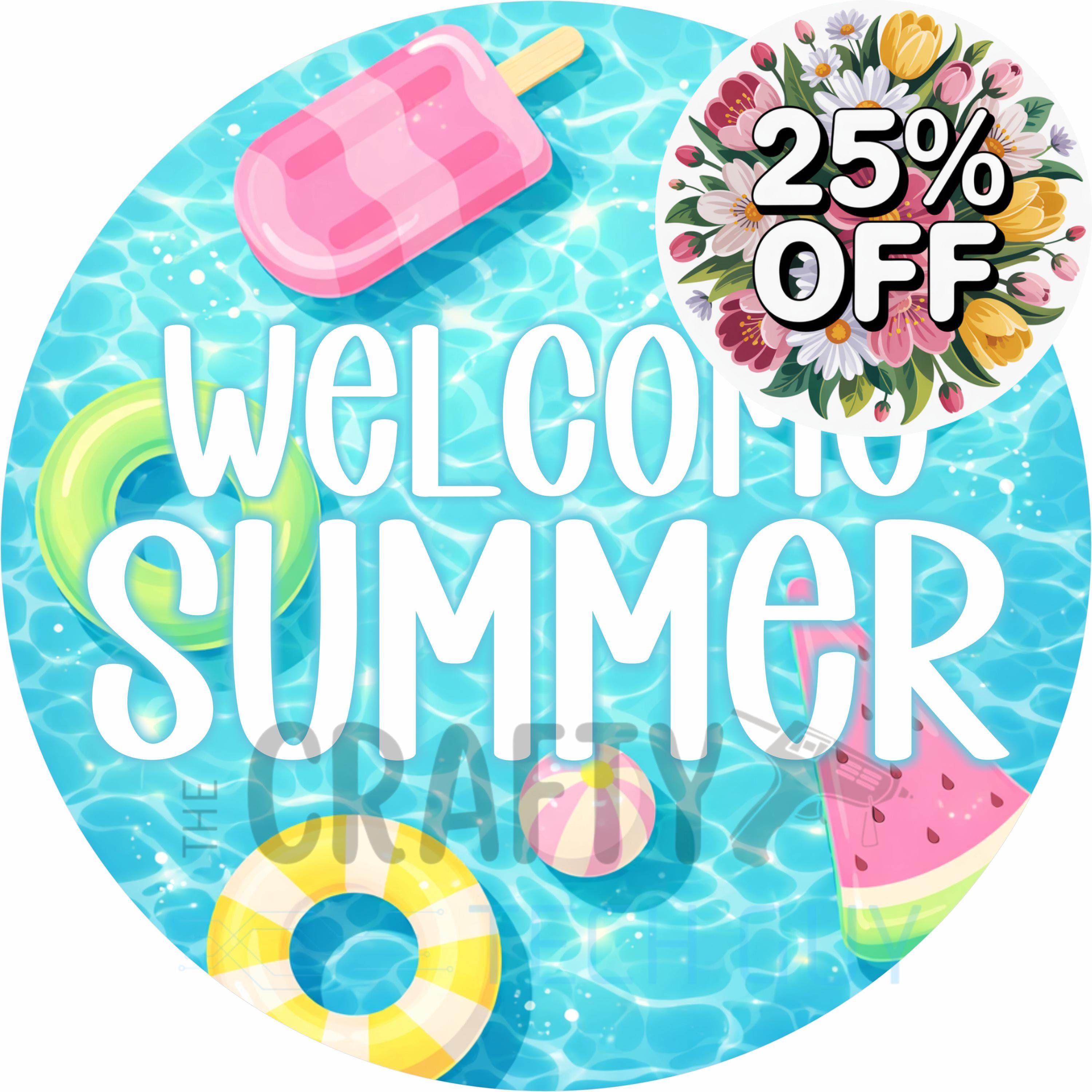 Pool Floater Sign Welcome Summer Pool Float Round Wreath Sign - Etsy