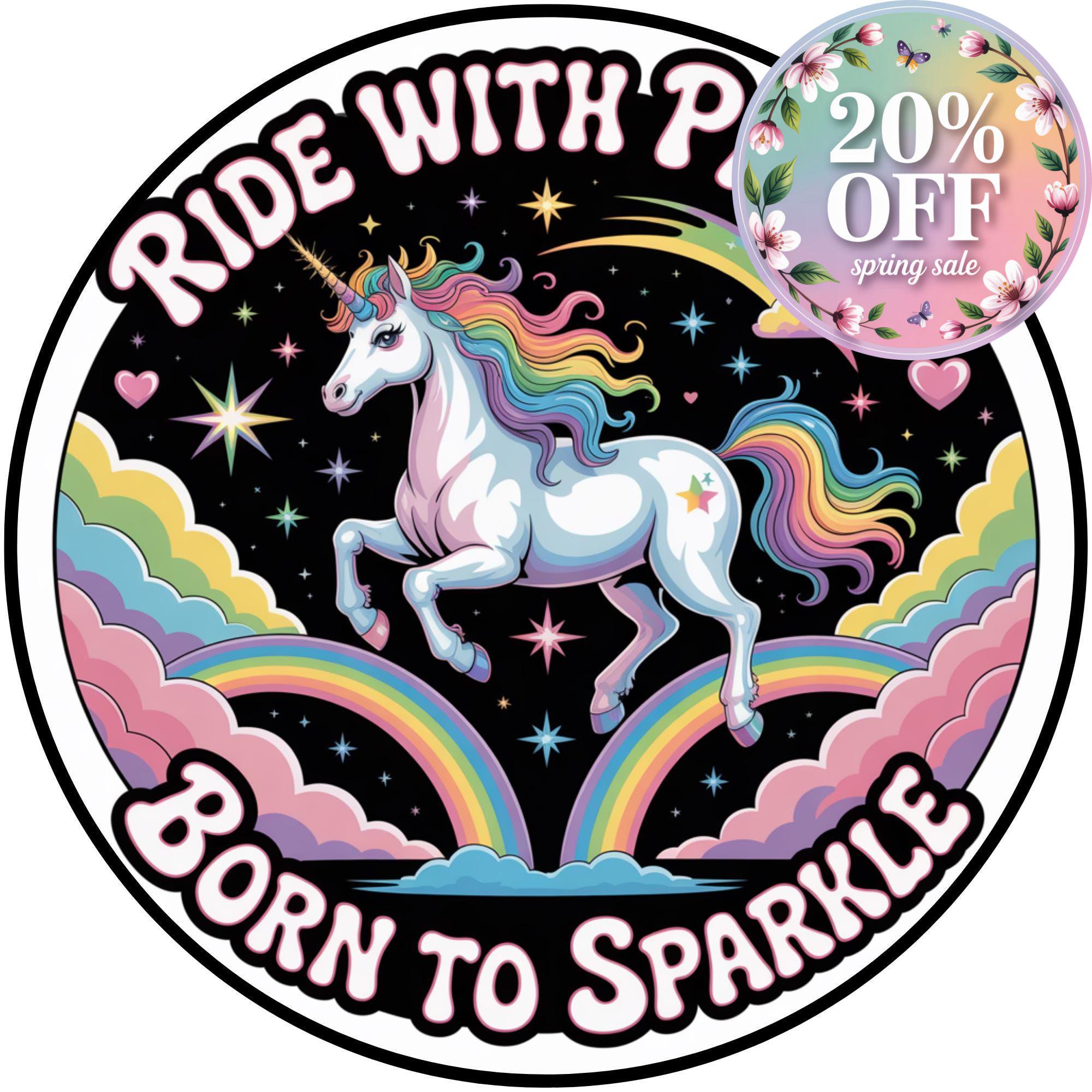 Ride With Pride Unicorn Sign, Rainbow Sparkle Pride Decor, LGBTQ