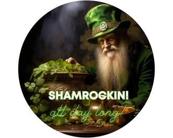 Schild für den St. Patrick's Day-Kranz mit Koboldmotiv | Rundes Metallschild „Goldtopf“ für Kränze | Türhänger-Aufsatz