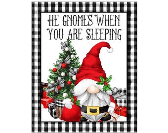 Gnome Santa Christmas Sign: Holiday Wall Art