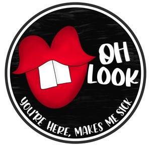 red lips vampire Halloween wreath sign, black and red welcome Halloween wreath attachment, funny Halloween sign, funny vampire Halloween