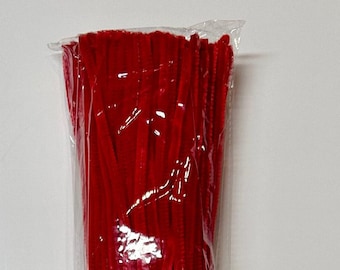 Tallo de chenilla roja de 20" para hacer coronas, limpiador de pipas rojo de 20" para manualidades, paquete de 100