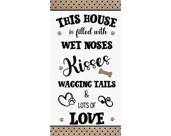 Huisdecoratie hondenliefhebber | Wandbord Wet Noses and Kisses | Kwispelende staart hondenplaquette | Leuk cadeau voor baasje | Muurkunst met hondenthema voor thuis