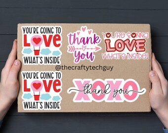 valentines shipping stickers, happy valentines day box stickers, February shipping labels