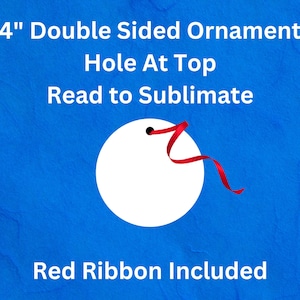 sublimation blank, white round blank, 4" double sided ornament blank with hole and ribbon,  round aluminum dye sub blanks, with hole
