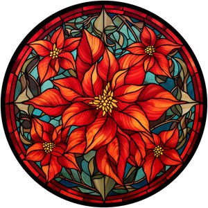 Christmas poinsettia stained glass sign, (3), poinsettia stained glass sign, sign for Christmas, Christmas church window sign