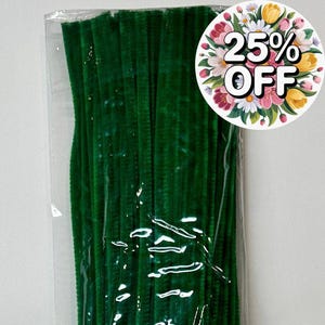 20" green chenille stem for wreath making, 20 inch green pipe cleaner for crafting, 100 pack