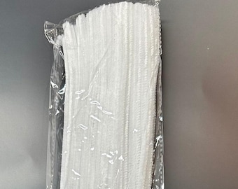 20" white chenille stem for wreath making, 20 inch white pipe cleaner for crafting, 100 pack