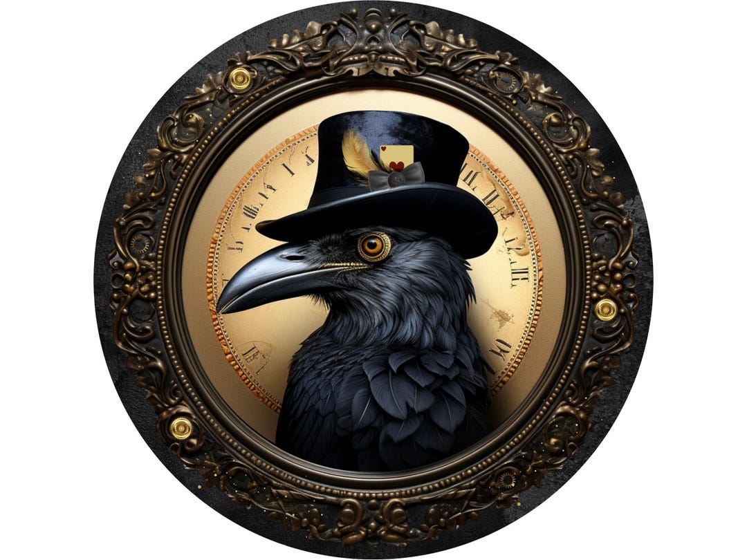 Steampunk Black Crow Halloween Sign | Gothic Steampunk Decor | Vintage ...