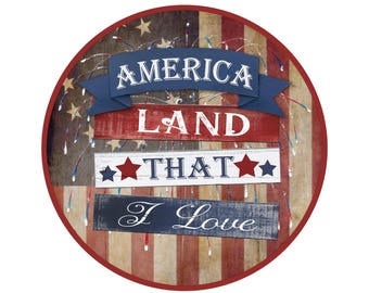 Rustiek antiek Amerikaans vlagkransbord | Patriotisch rond metalen bord met sterren en strepen voor kransen | Deurhanger met Amerikaanse vlag voor kransbevestiging