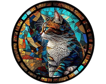 フェイクステンドグラスの長毛猫リースサイン - Etsy 日本