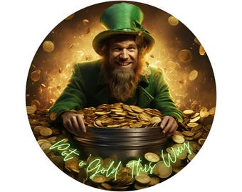 Schild für den St. Patrick's Day-Kranz mit Koboldmotiv | Rundes Metallschild „Goldtopf“ für Kränze | Türhänger-Aufsatz